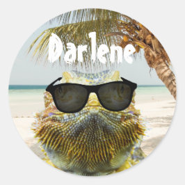 Personalisieren Sie den Sommerstrand Runder Aufkleber