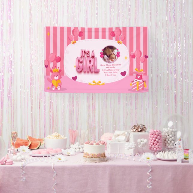 Personalisieren Sie den Text und das Foto von Baby Banner (Party)