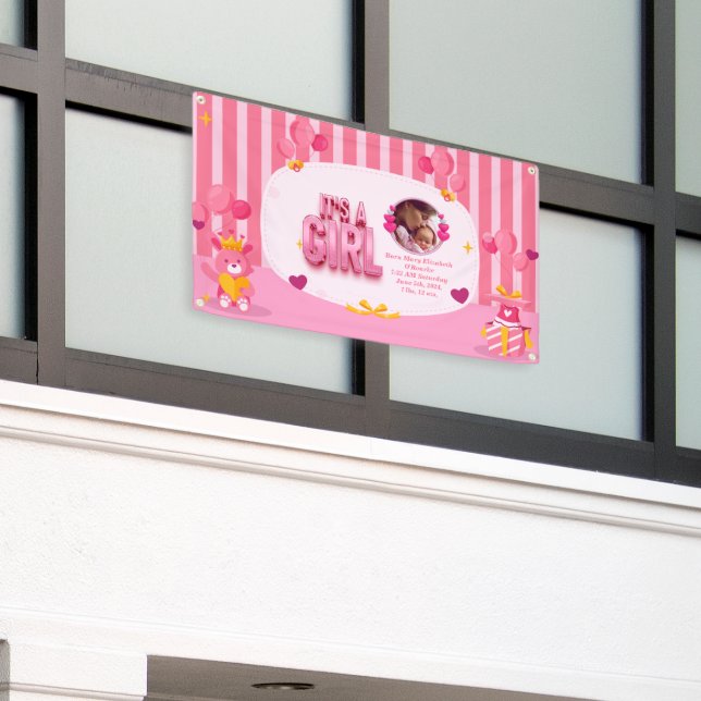 Personalisieren Sie den Text und das Foto von Baby Banner (Äußeres Gebäude)