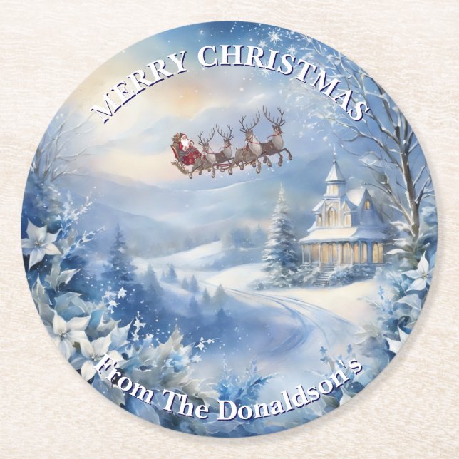 Personalisieren Sie den Weihnachtsmann der Heilige Runder Pappuntersetzer (Vorderseite)