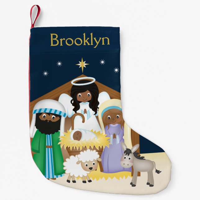 Personalisieren Sie die afrikanische Krippe Kleiner Weihnachtsstrumpf (Vorderseite)
