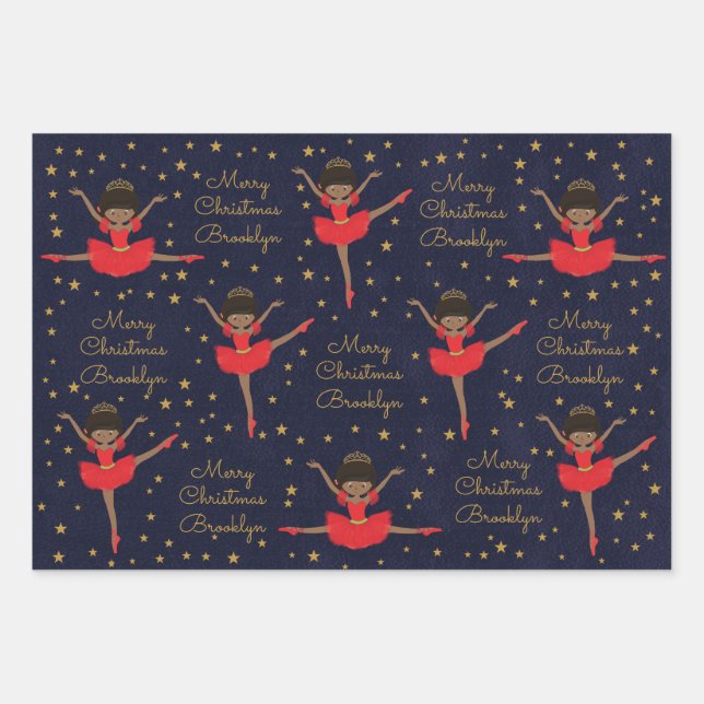 Personalisieren Sie die afroamerikanische Weihnach Geschenkpapier Set (Vorderseite)