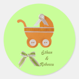 Personalisieren Sie die Babydusche der Orange-Kuts Runder Aufkleber