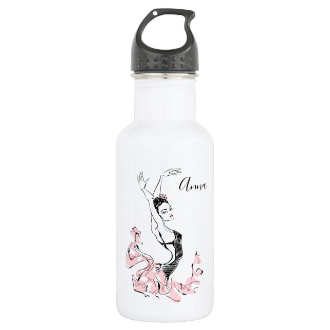 Personalisieren Sie die Ballerina Sketch in Rosa Edelstahlflasche (Vorderseite)