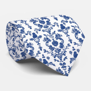 Personalisieren Sie die blauer Damaskasflorale auf Krawatte