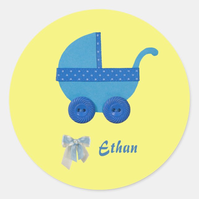 Personalisieren Sie die Blue Baby Baby Babydusche Runder Aufkleber (Vorderseite)
