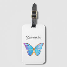 Personalisieren Sie die BLUE BUTTERFLY Gepäckmarke