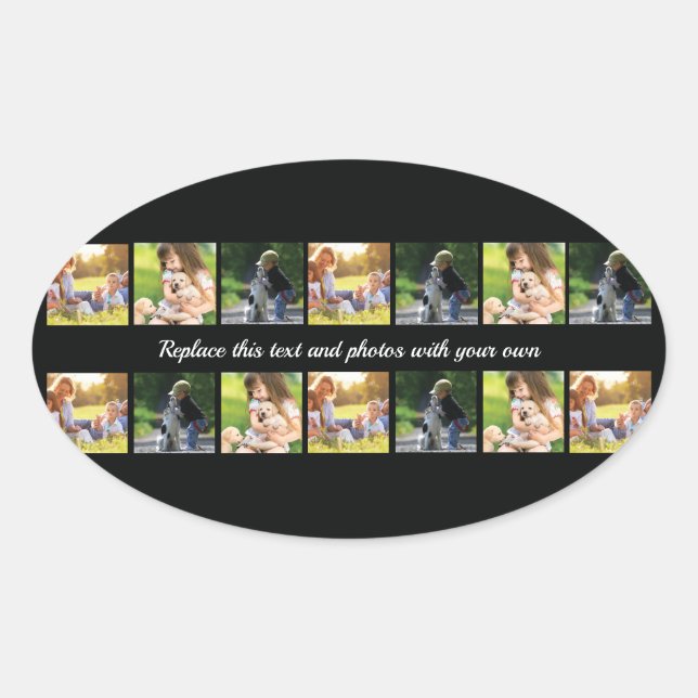 Personalisieren Sie die Collage und den ovalen Auf Ovaler Aufkleber (Vorderseite)