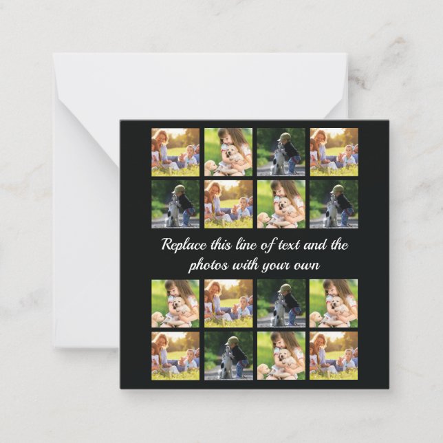 Personalisieren Sie die Collage und die Textbezugs Mitteilungskarte (Vorderseite)