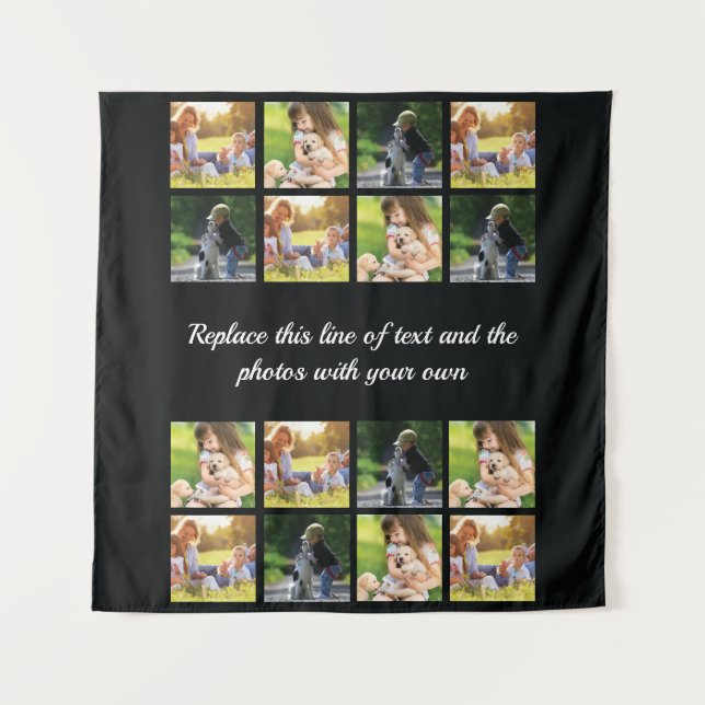 Personalisieren Sie die Collage und Textbearbeitun Wandteppich (Vorderseite)
