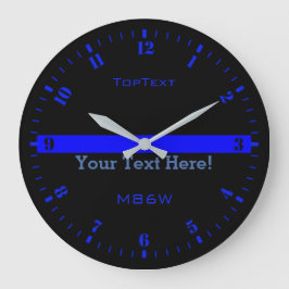 Personalisieren Sie die dünne blaue Linie mit 3 Te Große Wanduhr