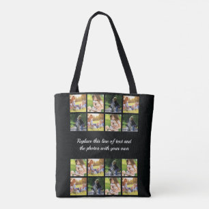 Personalisieren Sie die Foto-Collage und den Textt Tasche