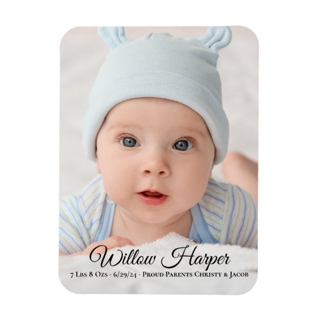 Personalisieren Sie die Geburtserklärung von Foto  Magnet (Vertikal)