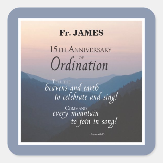 Personalisieren Sie die Glückwunsch der Ordination Quadratischer Aufkleber (Vorderseite)