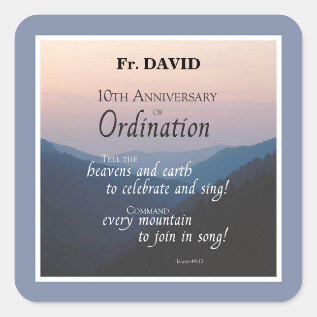 Personalisieren Sie die Glückwunsch der Ordination Quadratischer Aufkleber (Vorderseite)