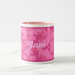 Personalisieren Sie die hellrosa Camouflage-Tasse Zweifarbige Tasse