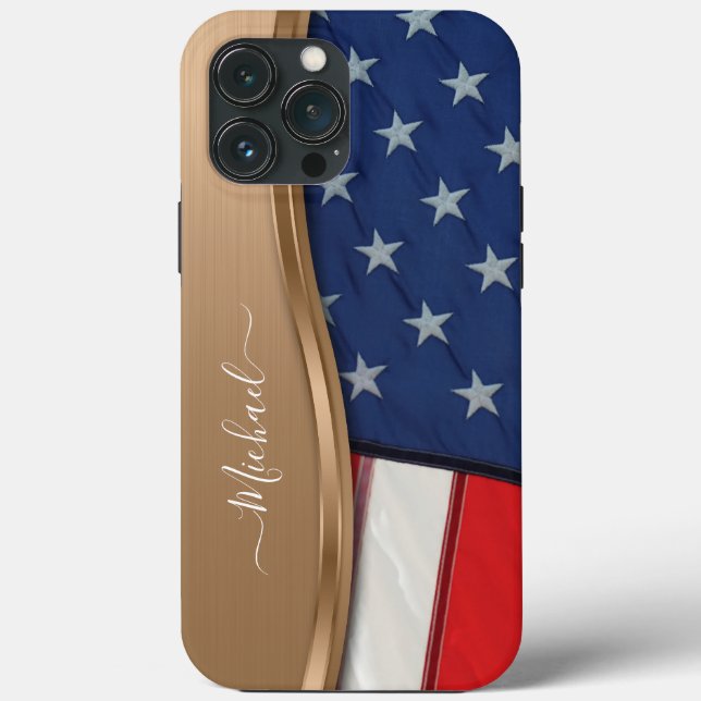 Personalisieren Sie die Imitat der US-Flagge Bronz Case-Mate iPhone Hülle (Rückseite)