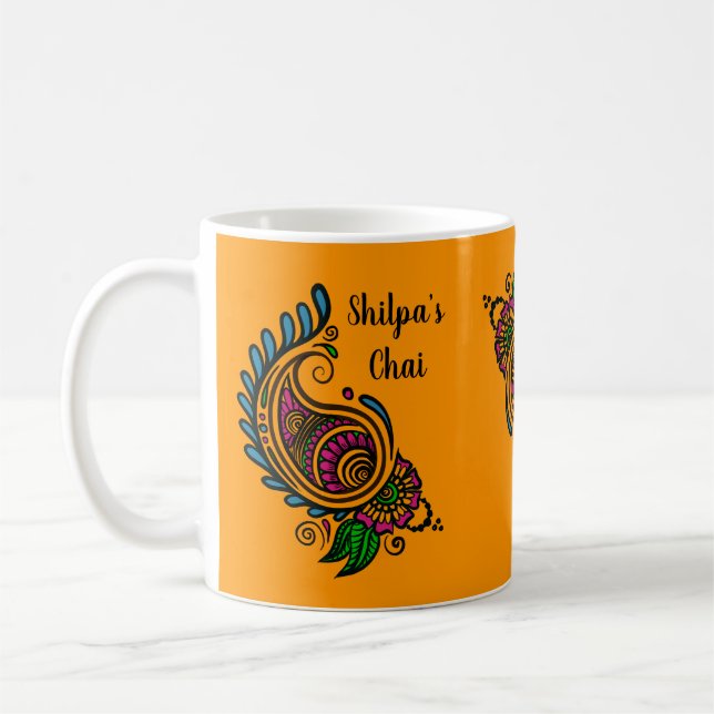 Personalisieren Sie die indische Orange Paisley Ch Kaffeetasse (Links)