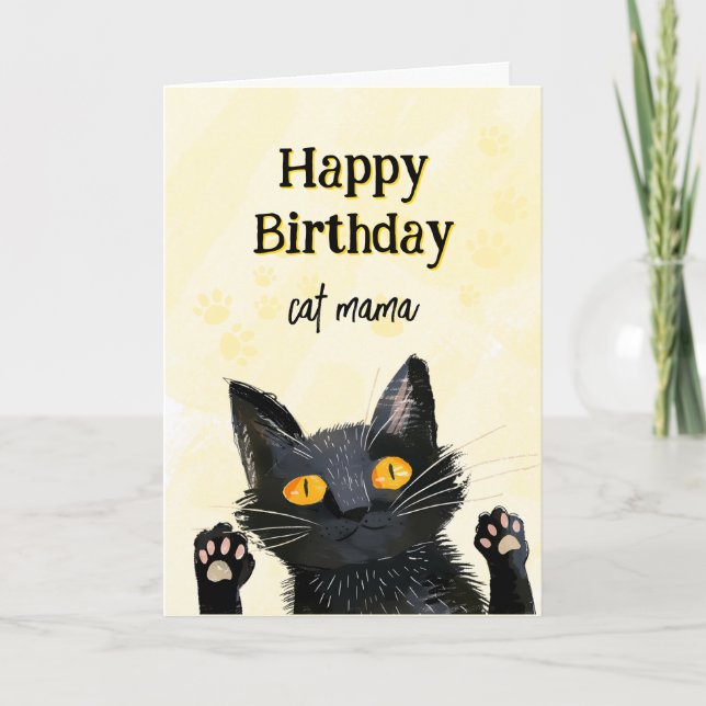 Personalisieren Sie die Niedliche Black Cat Happy  Einladung (Vorderseite)