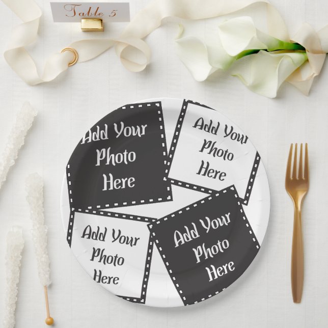 Personalisieren Sie die Papierplatte von 4 Fotos Pappteller (Hochzeit)