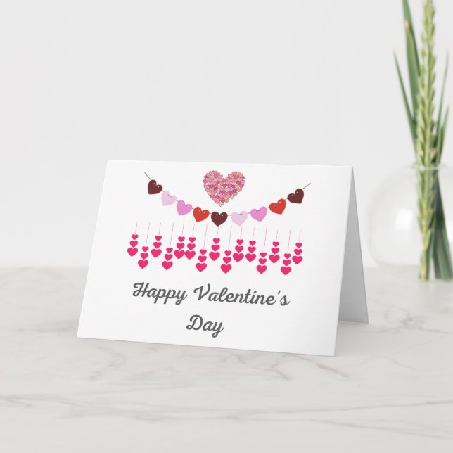 Personalisieren Sie die rosa Herzen der Valentinst Karte (Vorderseite)