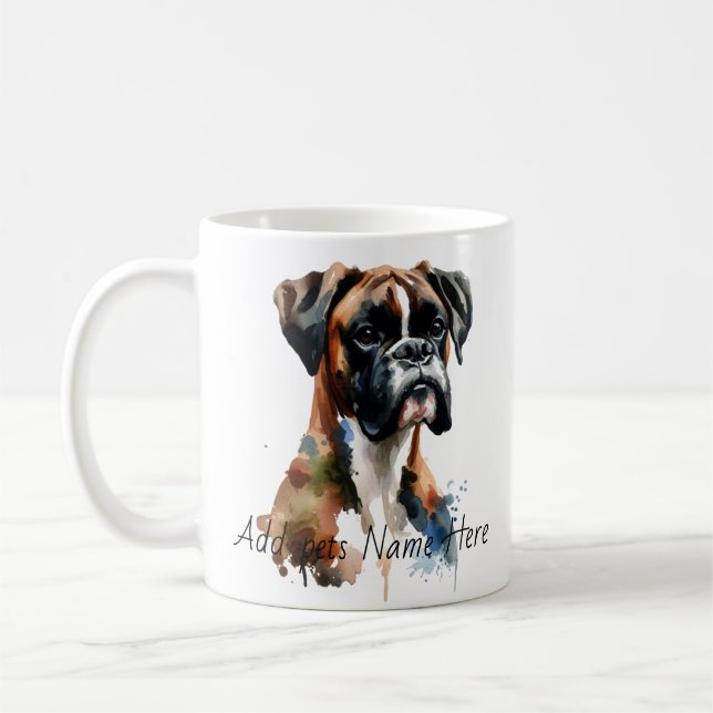 PERSONALISIEREN SIE DIE Tasse "Watercolor BOXER" (Links)