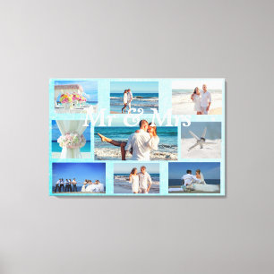 Personalisieren Sie diese Hochzeit Foto Collage Wa Leinwanddruck