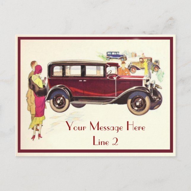 Personalisieren Sie diese Roaring 20ties Cars Post Postkarte (Vorderseite)