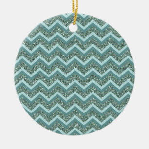 Personalisieren Sie diesen Aquamarinen Glitzer Zig Keramikornament