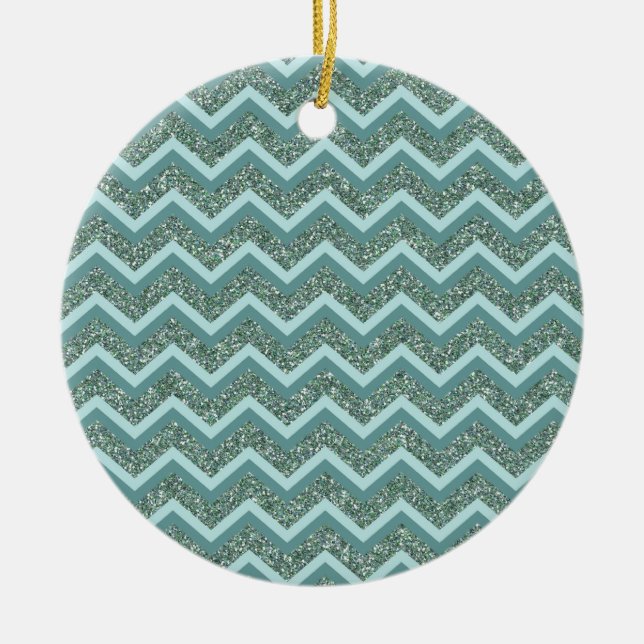 Personalisieren Sie diesen Aquamarinen Glitzer Zig Keramikornament (Vorne)