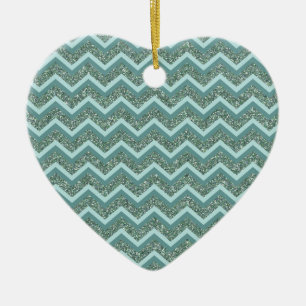 Personalisieren Sie diesen Aquamarinen Glitzer Zig Keramikornament