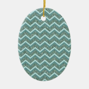Personalisieren Sie diesen Aquamarinen Glitzer Zig Keramikornament