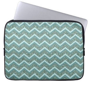 Personalisieren Sie diesen Aquamarinen Glitzer Zig Laptopschutzhülle