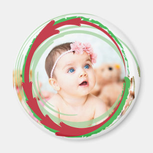 Personalisieren Sie diesen runden Weihnachts-Fotom Magnet