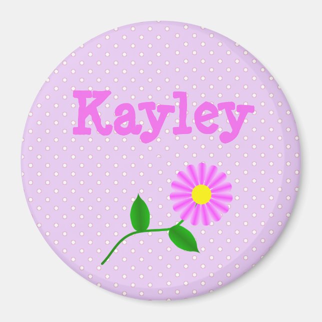 Personalisieren Sie dieses Lila Polka Dotted Name  Magnet (Vorne)
