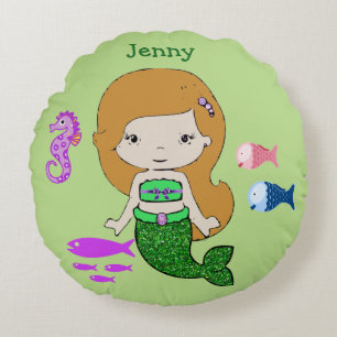Personalisieren Sie dieses Mermaid-Kissen Rundes Kissen
