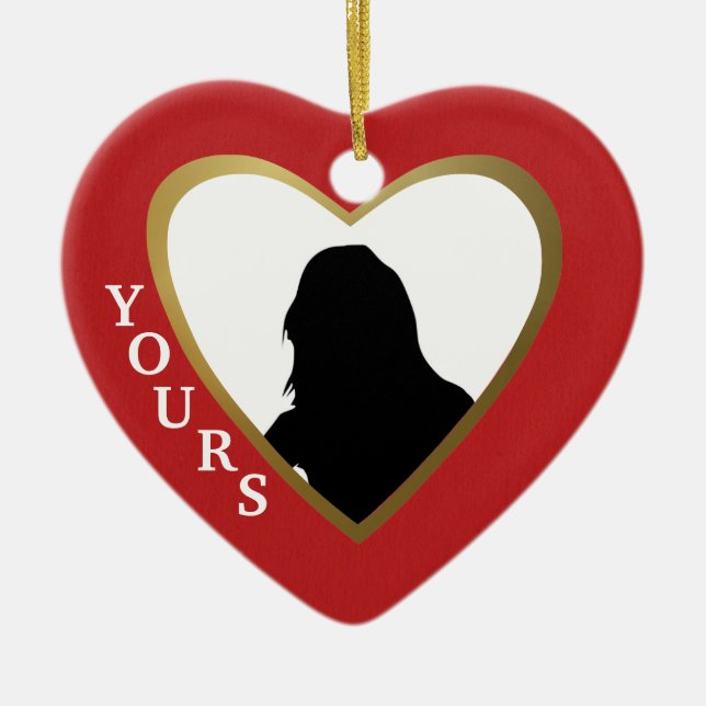 Personalisieren Sie dieses Rote Liebe Herz: Ihre Keramik Ornament (Vorne)
