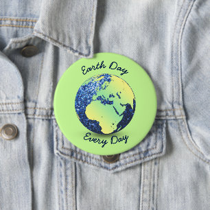 Personalisieren Sie Earth Day Blue Glitzern Globe Button