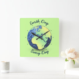 Personalisieren Sie Earth Day Blue Glitzern Globe Quadratische Wanduhr