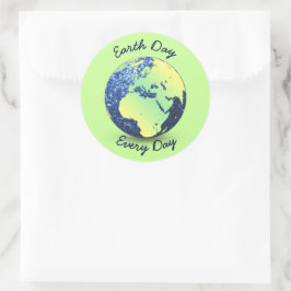 Personalisieren Sie Earth Day Blue Glitzern Globe Runder Aufkleber
