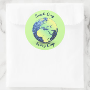Personalisieren Sie Earth Day Blue Glitzern Globe Runder Aufkleber