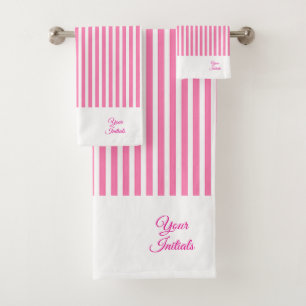 personalisieren Sie ein Geschenk mit rosa gestrich Badhandtuch Set