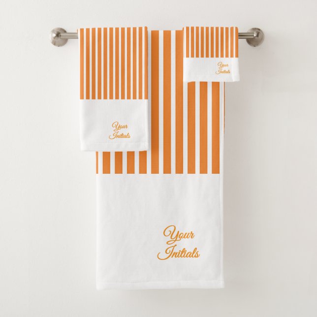 personalisieren Sie ein Hochzeitsgeschenk Orange S Badhandtuch Set (Insitu)