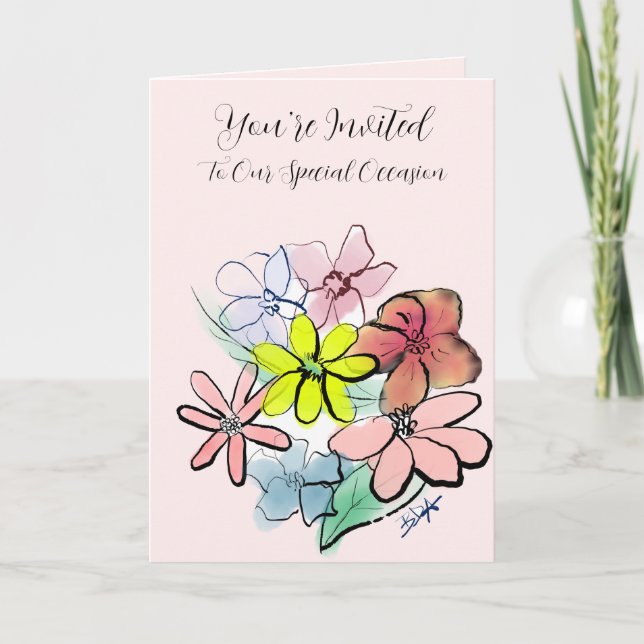 Personalisieren Sie eine Hübsche Blume Grafik Einladung (Vorderseite)