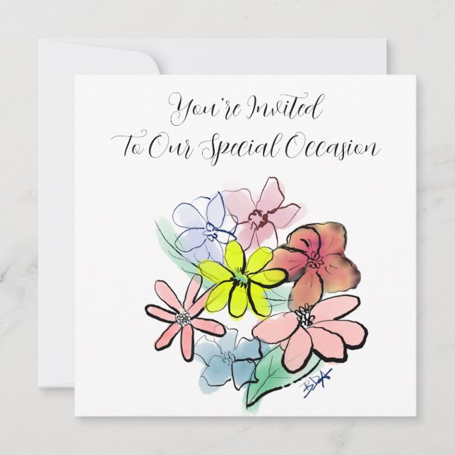 Personalisieren Sie eine Hübsche Blume Grafik Einladung (Vorderseite)