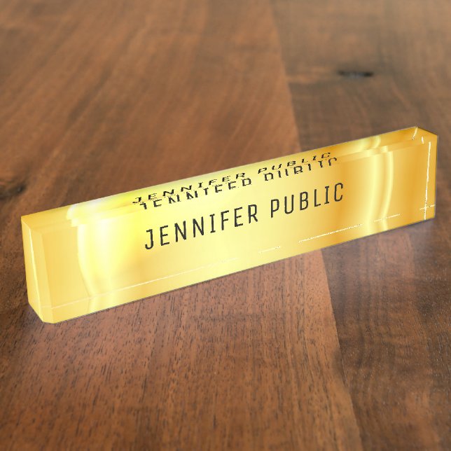 Personalisieren Sie elegante Imitate Gold Metallic Namensplakette (Seite)