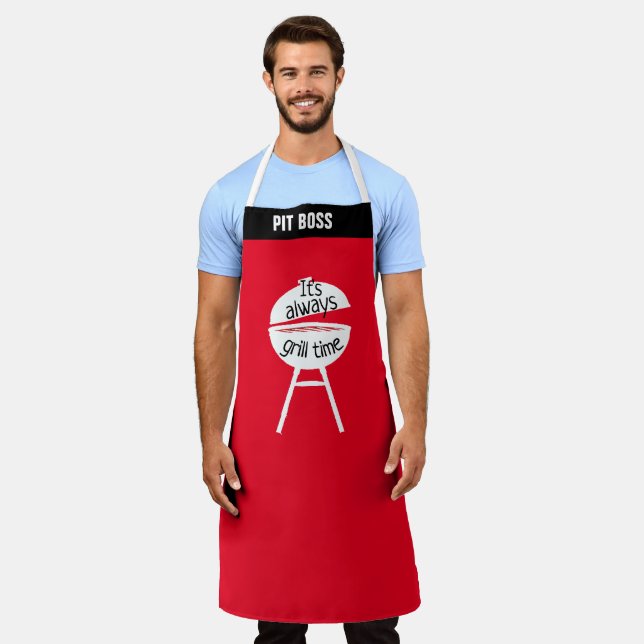Personalisieren Sie es ist immer Grill Time Funny  Schürze (Getragen)