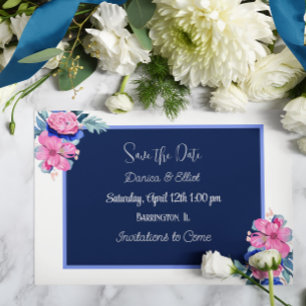Personalisieren Sie Foto Floral Wedding Save the D Einladung