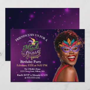 Personalisieren Sie Foto Masquerade Masken Mardi G Einladung