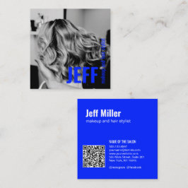 Personalisieren Sie Foto Minimalistischen Friseurs Quadratische Visitenkarte